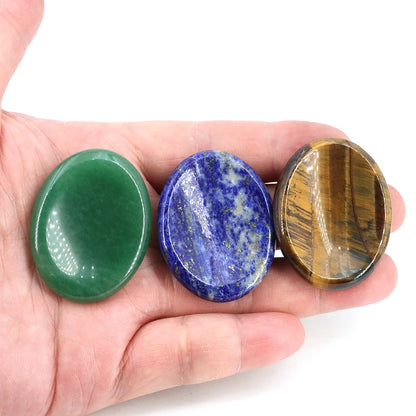 35x45mm Thumb Worry Stones Oval Massage Quartz Healing Crystal 7 Chakra Therapy Meditation Spiritual Natural Gemstone Spa Tools