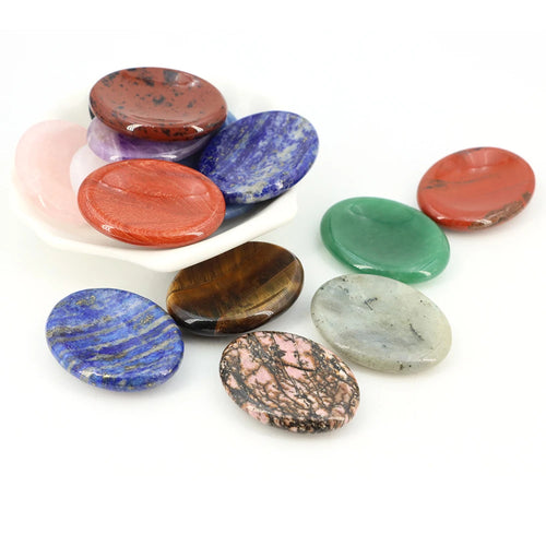 35x45mm Thumb Worry Stones Oval Massage Quartz Healing Crystal 7 Chakra Therapy Meditation Spiritual Natural Gemstone Spa Tools