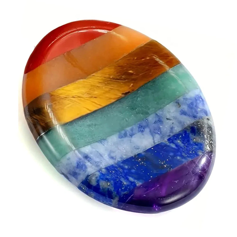 35x45mm Thumb Worry Stones Oval Massage Quartz Healing Crystal 7 Chakra Therapy Meditation Spiritual Natural Gemstone Spa Tools